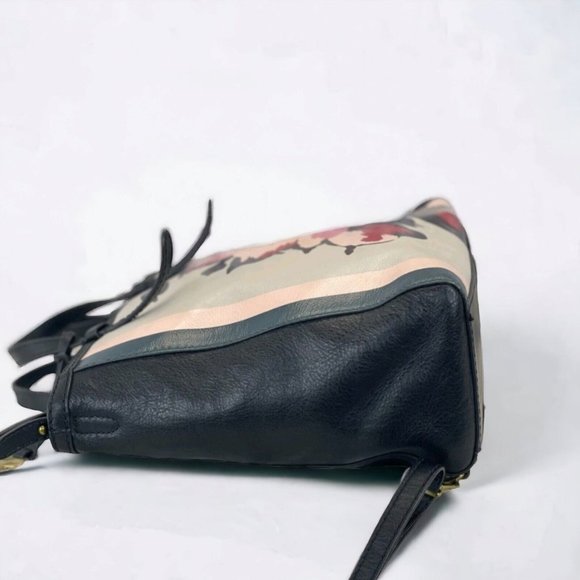 FOSSIL Camilla Small Backpack Black Floral Leather Tote - Medium in Size - Picture 6 of 7